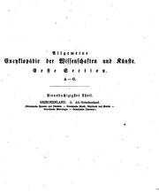Cover of: Allgemeine Encyclopädie der Wissenschaften und Künste... by 