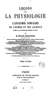 Cover of: Leçons sur la physiologie et l'anatomie comparée de l'homme et des animaux by Henri Milne-Edwards
