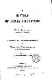 Cover of: A history of Roman literature, tr. by W. Wagner