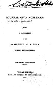 Cover of: The Journal of a Nobleman: Being a Narrative of His Residence at Vienna ...