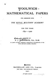 Cover of: Woolwich Mathematical Papers for Admission Into the Royal Military Academy ...