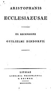 Cover of: Aristophanis Ecclesiazusae by Aristophanes