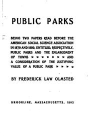 Cover of: Public Parks by Frederick Law Olmsted, Sr.