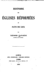 Cover of: Histoire des áglises réformées du pays de Gex by Théodore Claparède