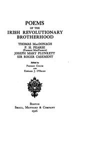 Cover of: Poems of the Irish Revolutionary Brotherhood by Padraic Colum, Thomas MacDonagh , Padraic Pearse , Edward J. O'Brien, Joseph Mary Plunkett , Casement, Roger Sir