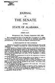 Cover of: Journal of the Senate of the State of Alabama by Alabama Legislature . Senate, Legislature , Senate, Alabama