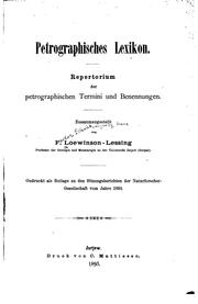 Cover of: Petrographisches Lexikon: Repertorium der petrographischen Termini und ...