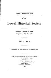 Cover of: Contributions of the Lowell Historical Society by Lowell Historical Society, Lowell, Mass