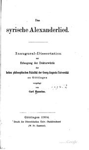 Das syrische Alexanderlied by Carl Hunnius