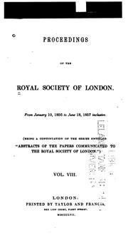 Cover of: Proceedings of the Royal Society of London by Royal Society (Great Britain), Royal Society (Great Britain)