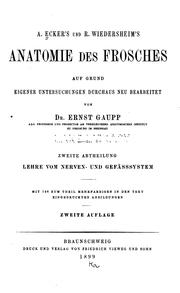 Cover of: A. Ecker's und R. Wiedersheim's Anatomie des Frosches v. 1, 1896