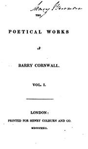 Cover of: The poetical works of Barry Cornwall: I.e. Bryan Waller Procter