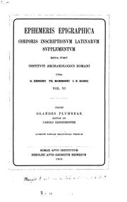 Cover of: Ephemeris epigraphica: Corporis inscriptionum Latinarum supplementum by Deutsches Archäologisches Institut, Wilhelm Henzen, Deutsches Archäologisches Institut