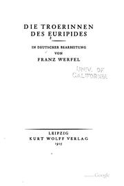 Cover of: Die Troerinnen des Euripides