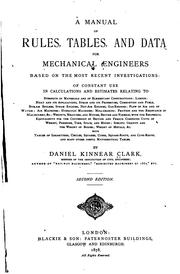 Cover of: Manual of Rules, Tables & Data for Mechanical Engineers ...