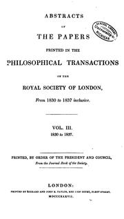 Abstracts of the Papers Printed in the Philosophical Transactions of the Royal Society of London by Royal Society (Great Britain)