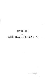 Cover of: Estudios de crítica literaria by Marcelino Menéndez y Pelayo