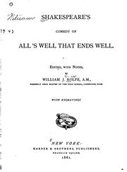 Cover of: Shakespeare's Comedy of All's Well that Ends Well by William Shakespeare, William James Rolfe