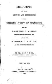 Reports of Cases Argued and Determined in the Supreme Court of Tennessee