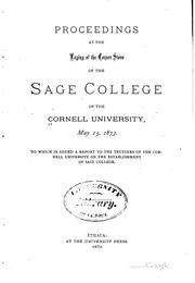 Cover of: Proceedings at the Laying of the Corner Stone of the Sage College of the ... by Cornell University