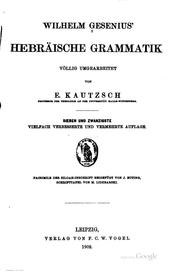 Cover of: Wilhelm Gesenius' hebräische Grammatik by Wilhelm Gesenius , Emil Kautzsch, Emil Friedrich Kautzsch