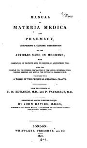 A manual of materia medica and pharmacy, from the Fr. of H.M. Edwards and P. Vavasseur ... by Henri Milne-Edwards, Pierre Henri L.D . Vavasseur