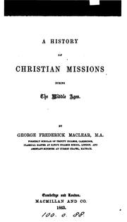Cover of: A history of Christian missions during the Middle ages