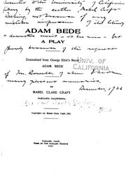 Cover of Adam Bede: A Play Dramatized from George Eliot's Novel, Adam Bede by George Eliot