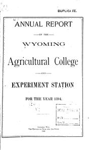 Cover of: Annual Report of the University of Wyoming Agricultural Experiment Station