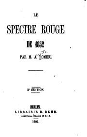 Cover of: Le spectre rouge de 1852