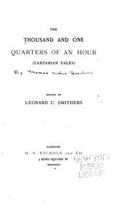 Cover of: The Thousand and One Quarters of an Hour: (Tartarian Tales)