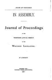 Cover of: Journal of the Assembly of Wisconsin: Annual Session