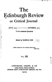 Cover of: The Edinburgh Review: or Critical Journal.