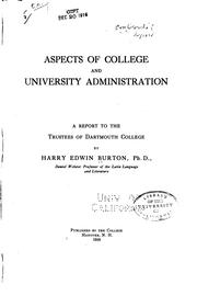 Cover of: Aspects of College and University Administration: A Report to the Trustees ...