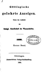 Cover of: Göttingische Gelehrte Anzeigen: unter der Aufsicht der Königl. Gesellschaft der Wissenschaften