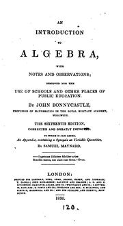 Cover of: An Introduction to Algebra: With Notes and Observations : Designed for the Use of Schools and ...