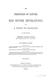 Cover of: The Principles of Nature, Her Divine Relations, and a Voice to Mankind