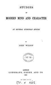 Cover of: Studies of modern mind and character