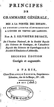 Cover of: Principes de grammaire générale: mis a la portée des enfans, et propres a servir d'introduction ...