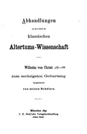 Cover of: Abhandlungen aus dem Gebiet der klassischen Altertums-wissenschaft