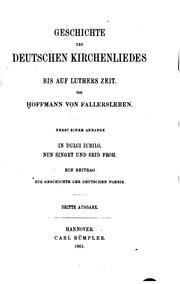 Cover of: Geschichte des deutschen Kirchenliedes bis auf Luthers Zeit by 