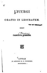 Cover of: Lycurgi Oratio in Leocratem