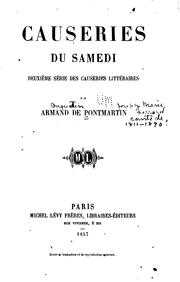 Cover of: Causeries du samedi: Deuxième série des causeries littéraires by Armand de Pontmartin