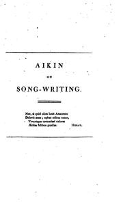 Cover of: Essays on Song-writing: With a Collection of Such English Songs as are Most Eminent for Poetical ...