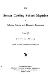 Cover of: The Boston Cooking School Magazine of Culinary Science and Domestic Economics