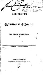 Cover of: An Abridgement of Lectures on Rhetoric by Hugh Blair