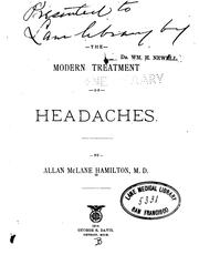 Cover of: The Modern treatment of headaches by Allan McLane Hamilton