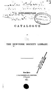 Cover of: Alphabetical and Analytical Catalogue of the New York Society Library: With a Brief Historical ...