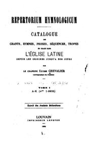 Cover of: Repertorium hymnologicum by Ulysse Chevalier