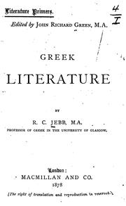 Cover of: Greek Literature